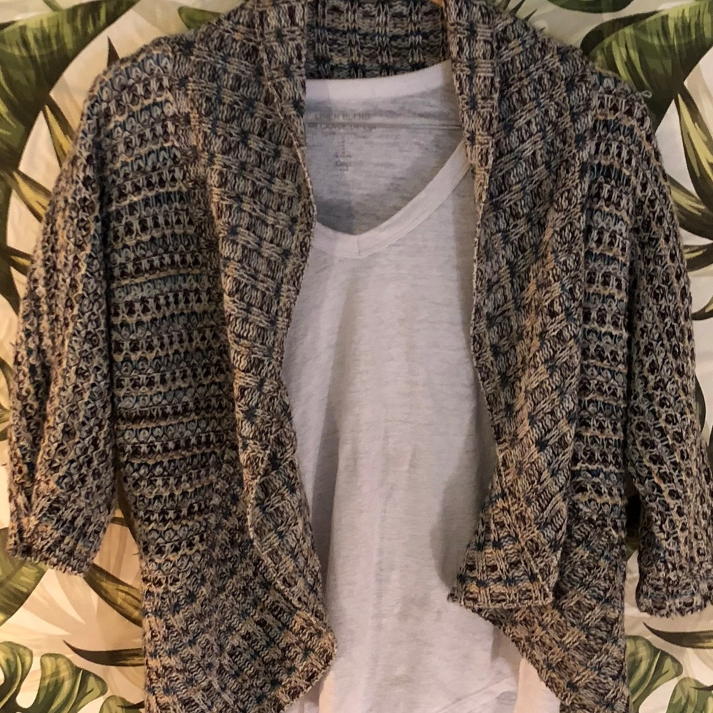 Missoni-style woven wrap sweater